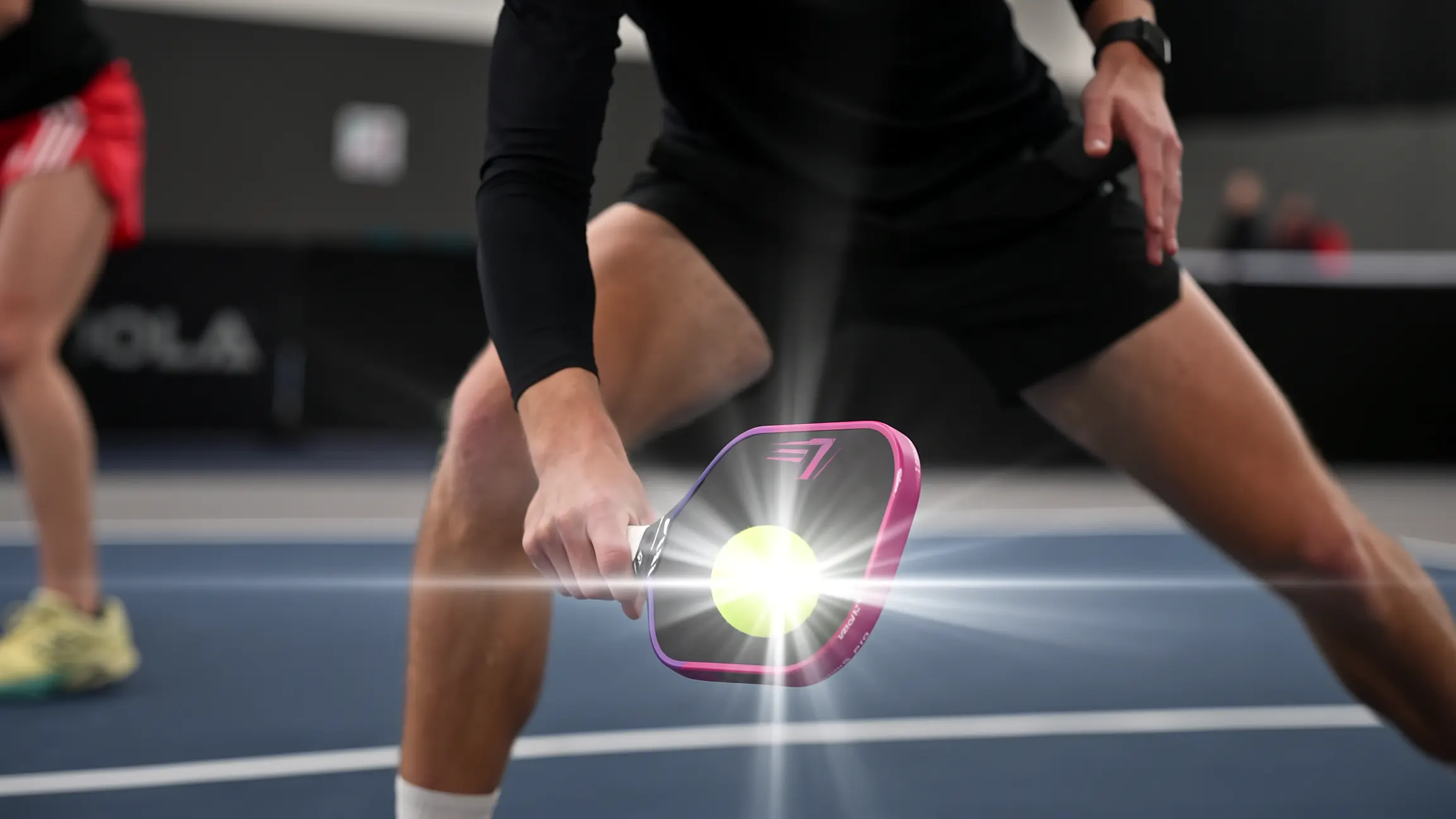 Ball lighting up on the paddle at contact
